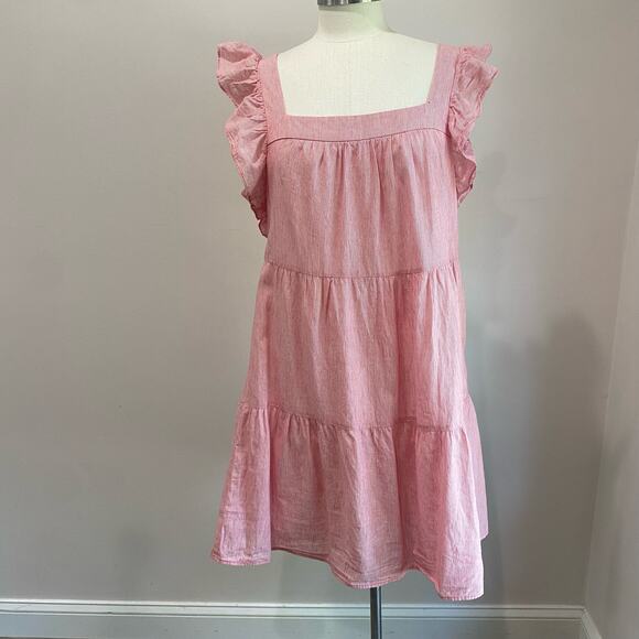 Marie Oliver Sailor Red & White Striped Cotton Linen Blend Dress Size M - Picture 2 of 10